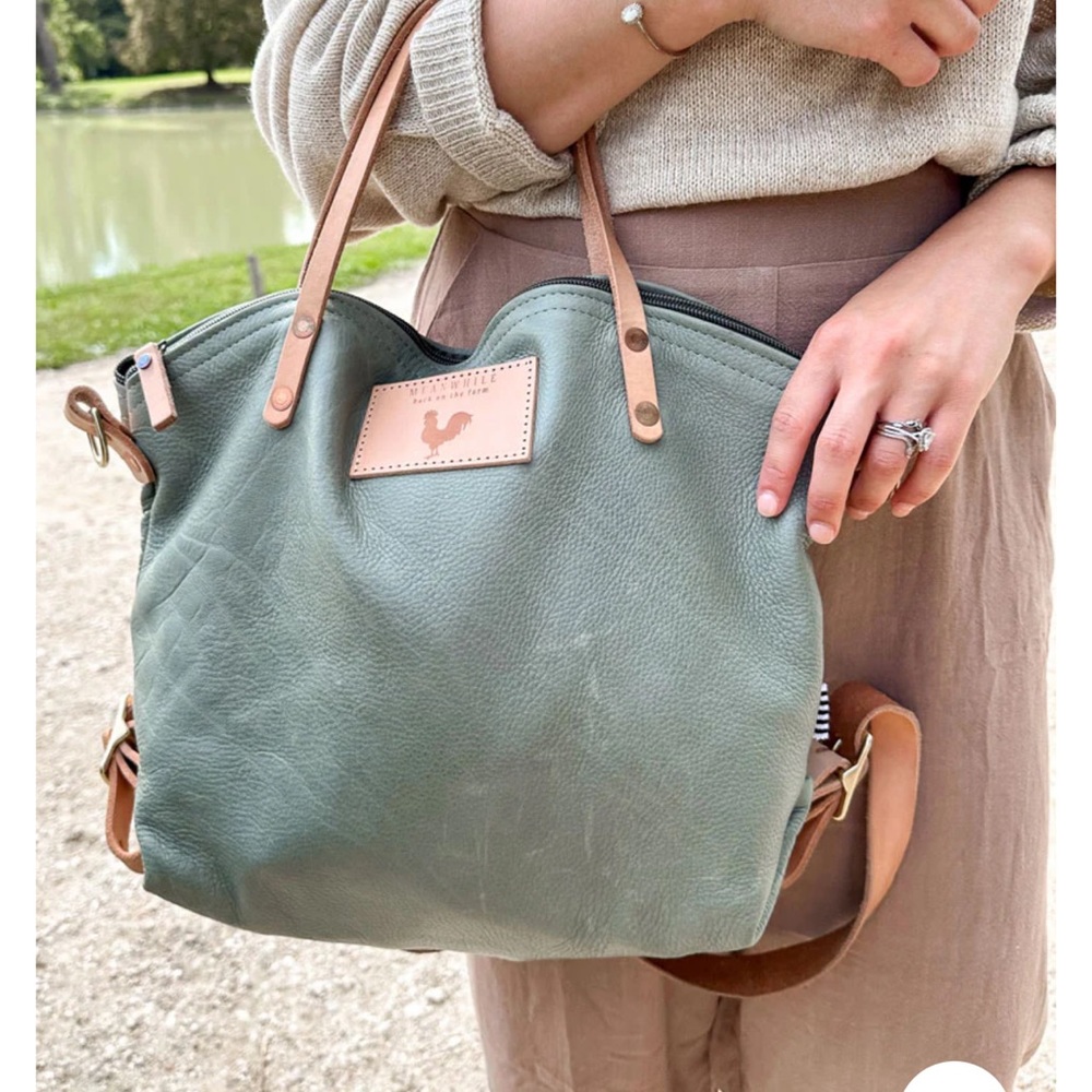 Meanwhile Back on the Farm Limited Edition Seafoam Leather Backpack 2.0